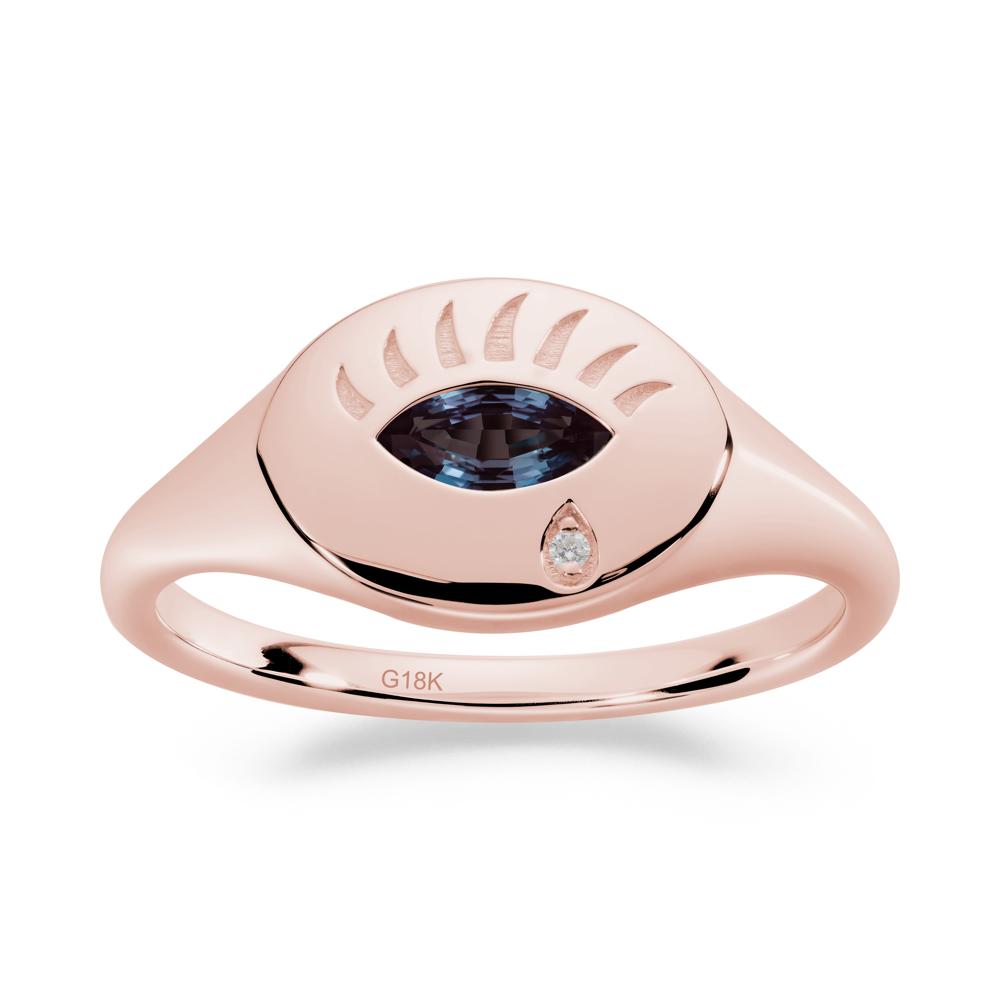 Alexandrite Evil Eye Signet Ring - LUO Jewelry #metal_18k rose gold