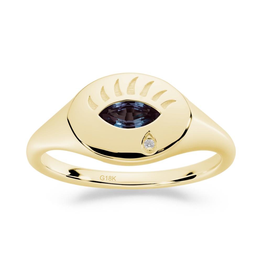 Alexandrite Evil Eye Signet Ring - LUO Jewelry #metal_18k yellow gold