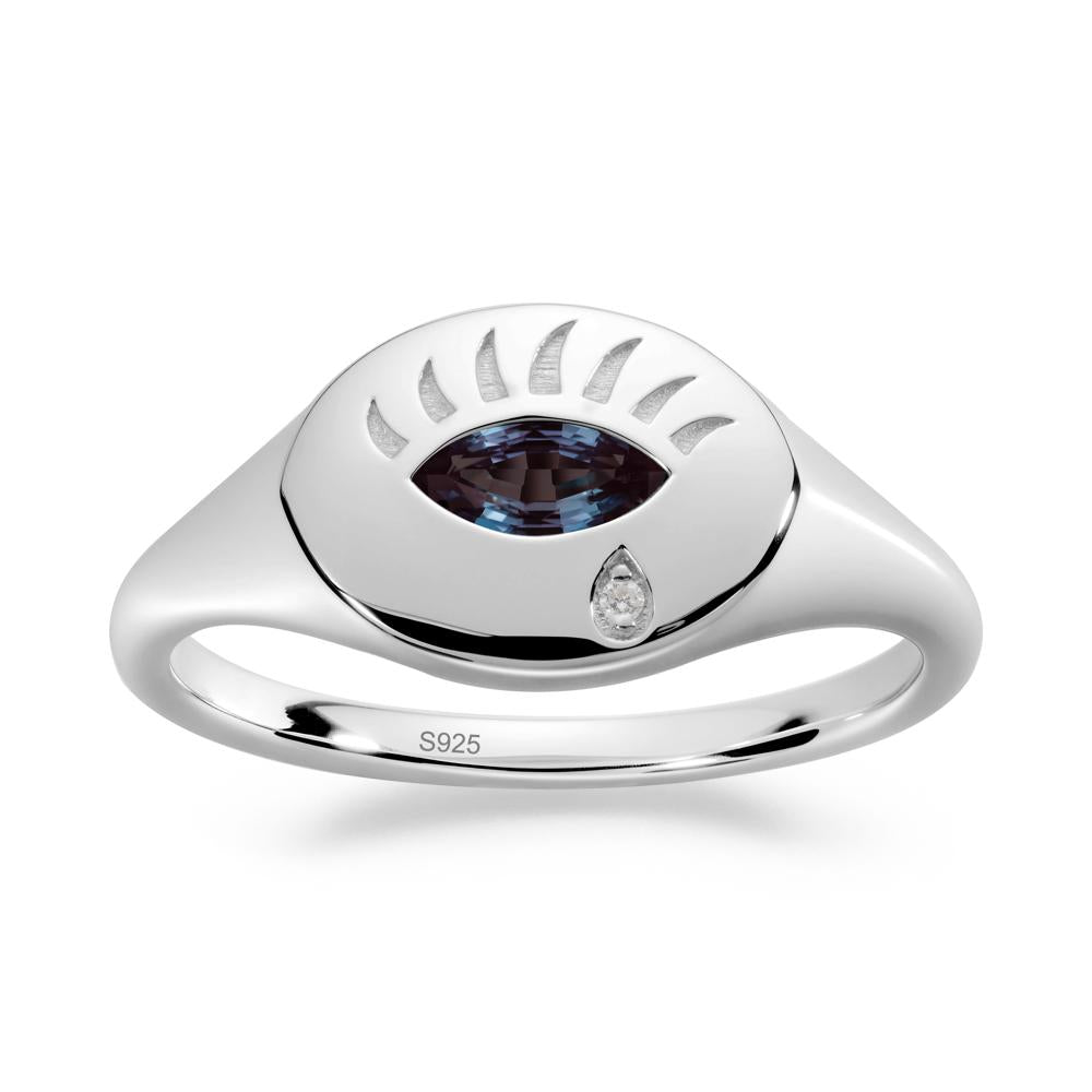 Alexandrite Evil Eye Signet Ring - LUO Jewelry #metal_sterling silver
