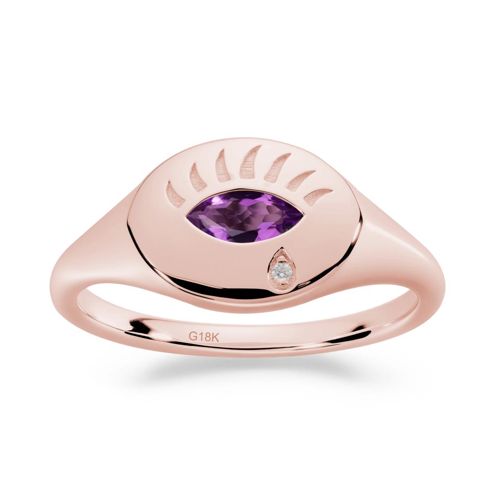 Evil Eye Signet Marquise Amethyst Ring - LUO Jewelry #metal_18k rose gold