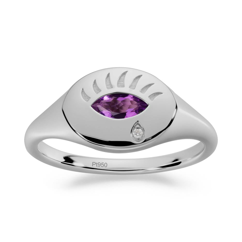 Evil Eye Signet Marquise Amethyst Ring - LUO Jewelry #metal_platinum
