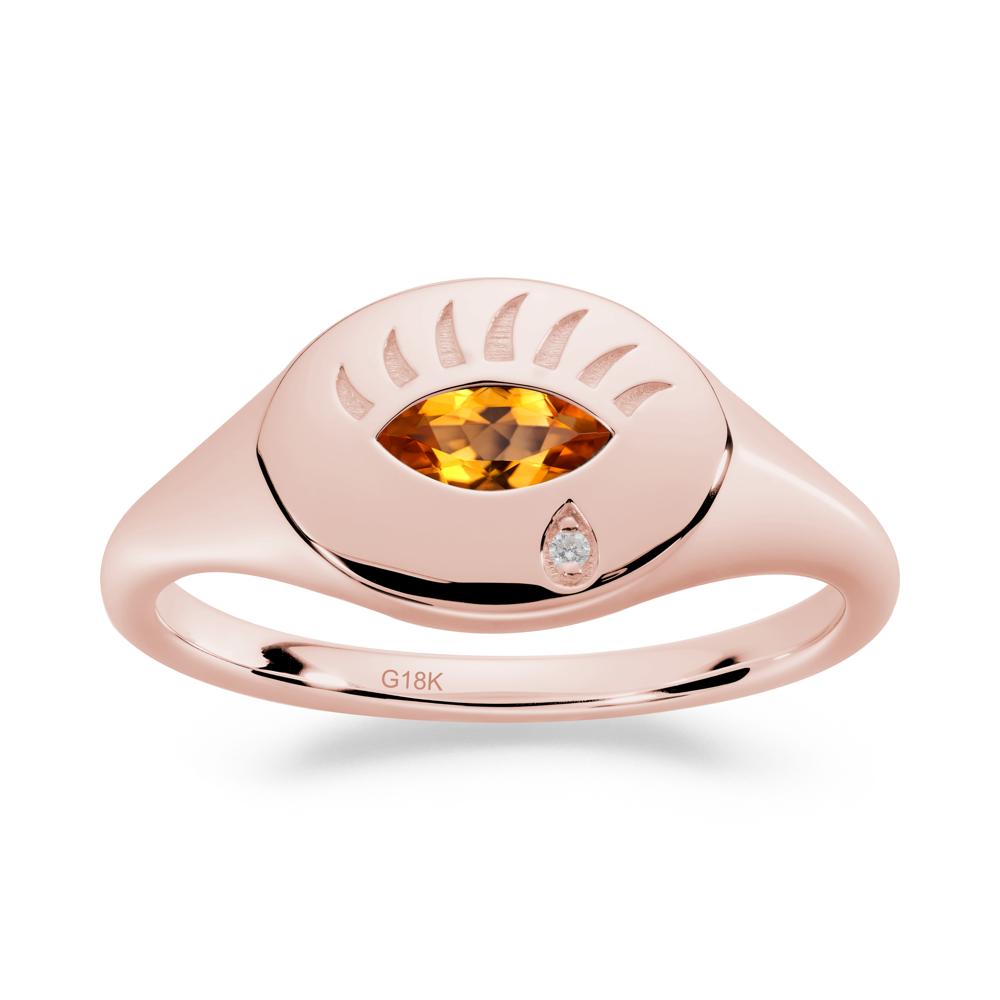 Citrine Evil Eye Signet Ring - LUO Jewelry #metal_18k rose gold