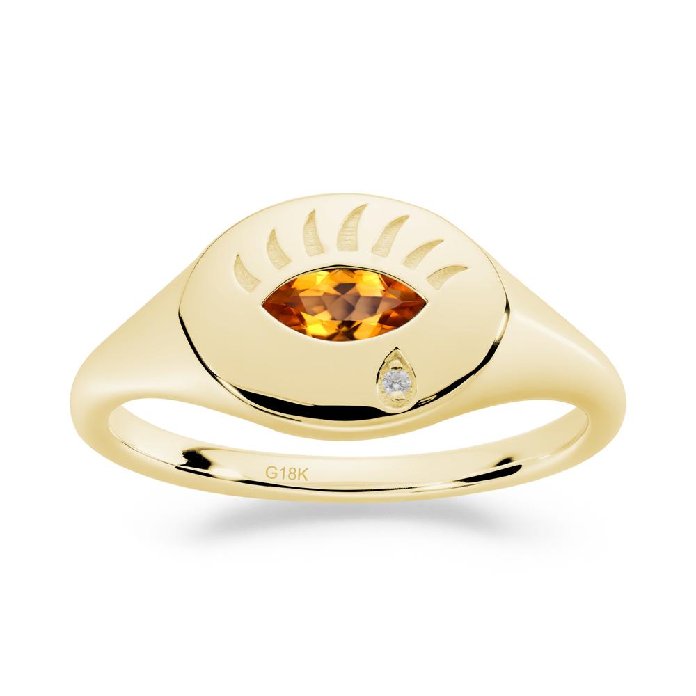 Citrine Evil Eye Signet Ring - LUO Jewelry #metal_18k yellow gold