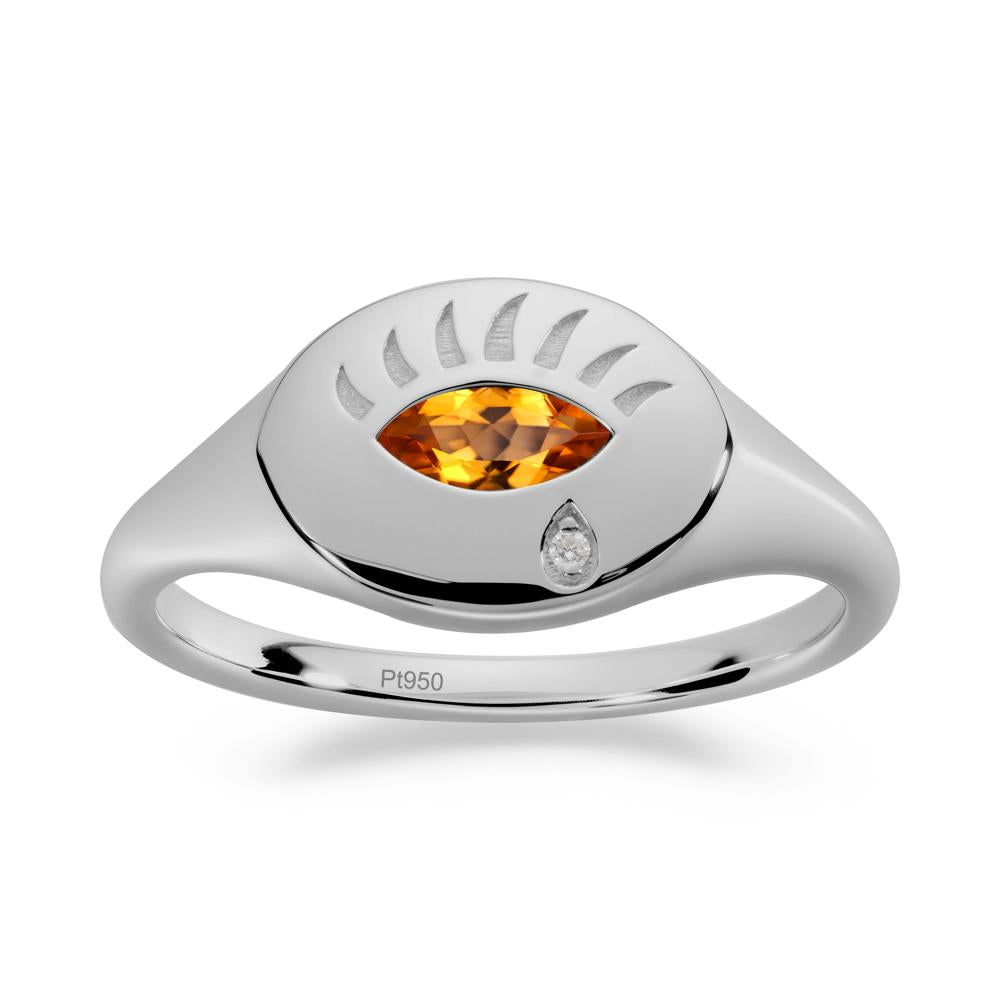 Citrine Evil Eye Signet Ring - LUO Jewelry #metal_platinum