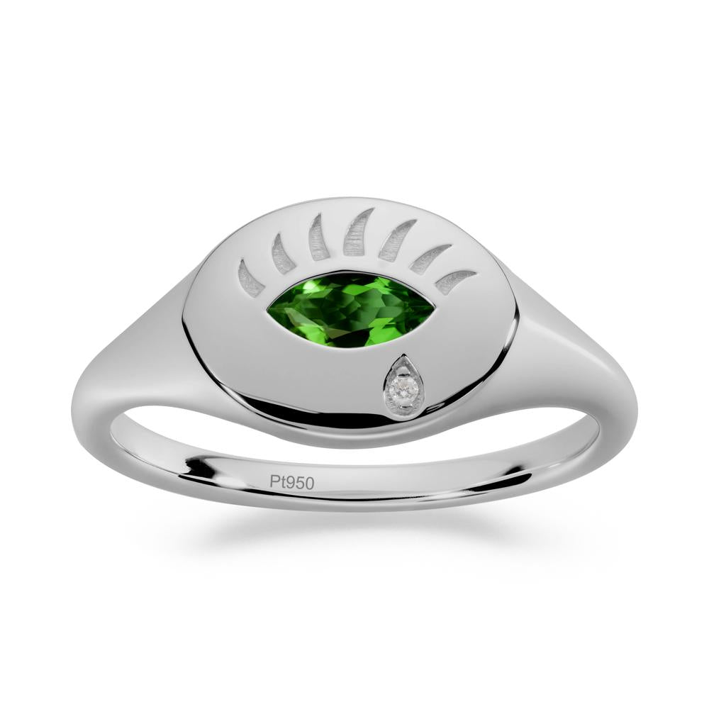 Diopside Evil Eye Signet Ring - LUO Jewelry #metal_platinum