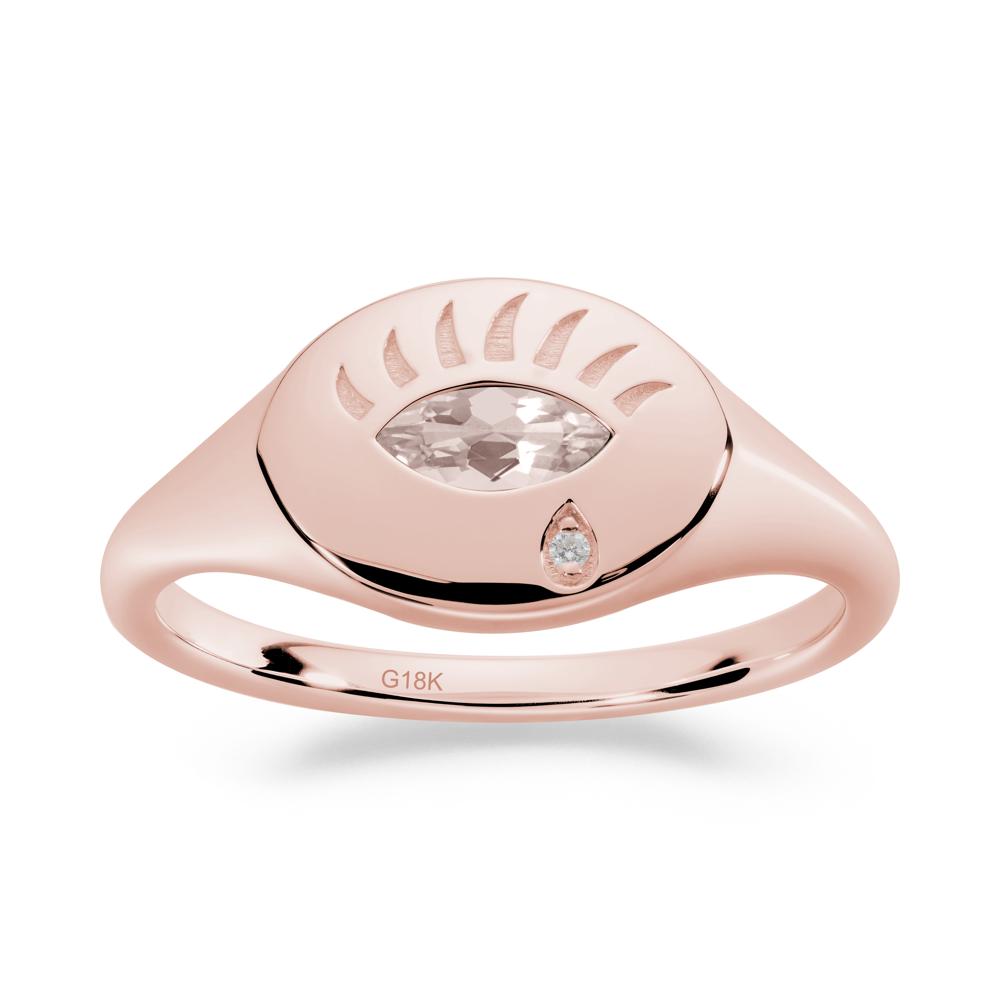 Evil Eye Signet Marquise Morganite Ring - LUO Jewelry #metal_18k rose gold