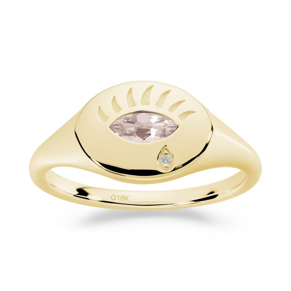 Evil Eye Signet Marquise Morganite Ring - LUO Jewelry #metal_18k yellow gold