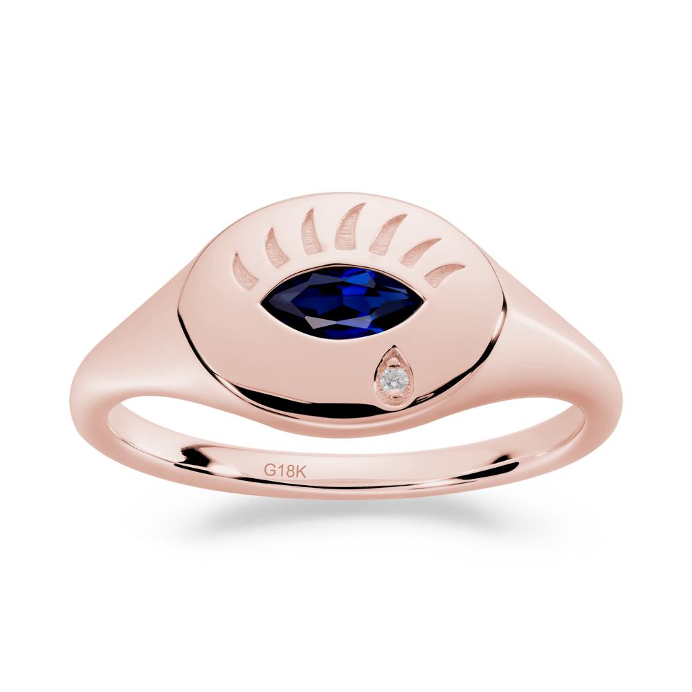 Evil Eye Signet Marquise Sapphire Ring - LUO Jewelry #metal_18k rose gold