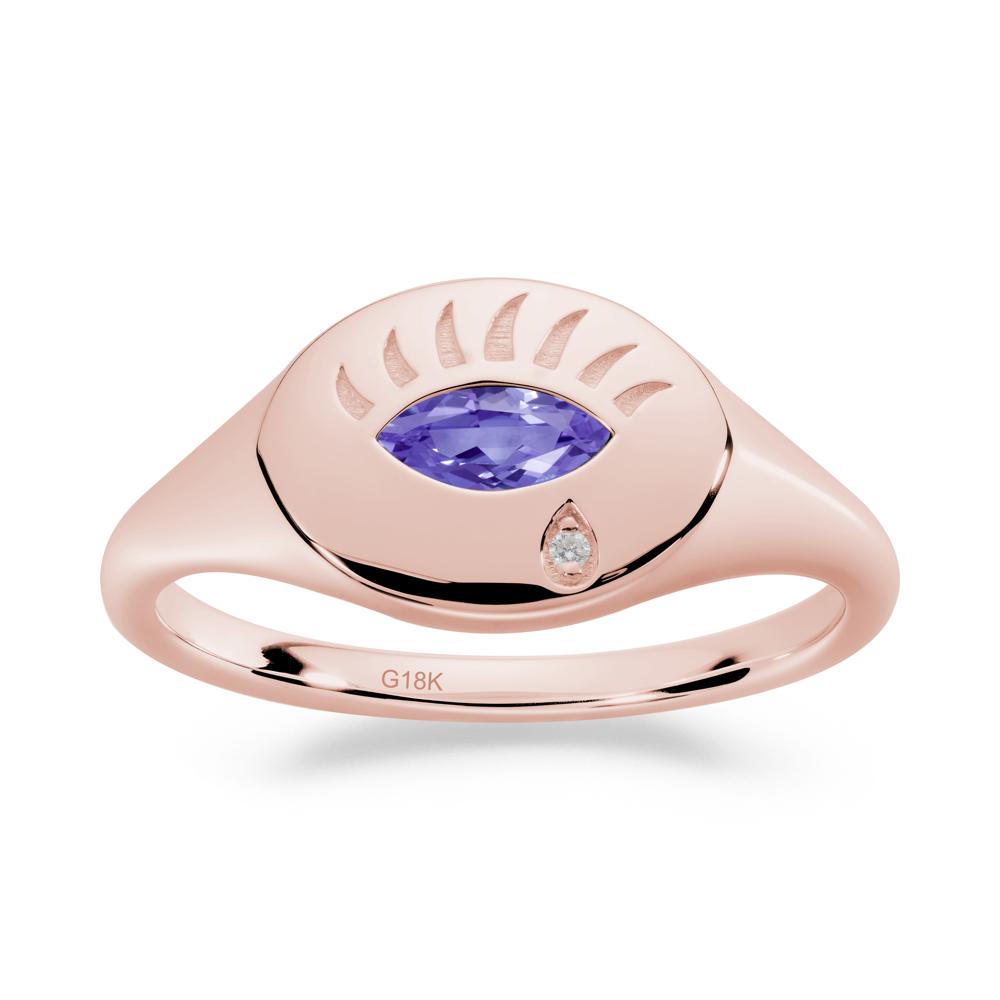 Tanzanite Evil Eye Signet Ring - LUO Jewelry #metal_18k rose gold