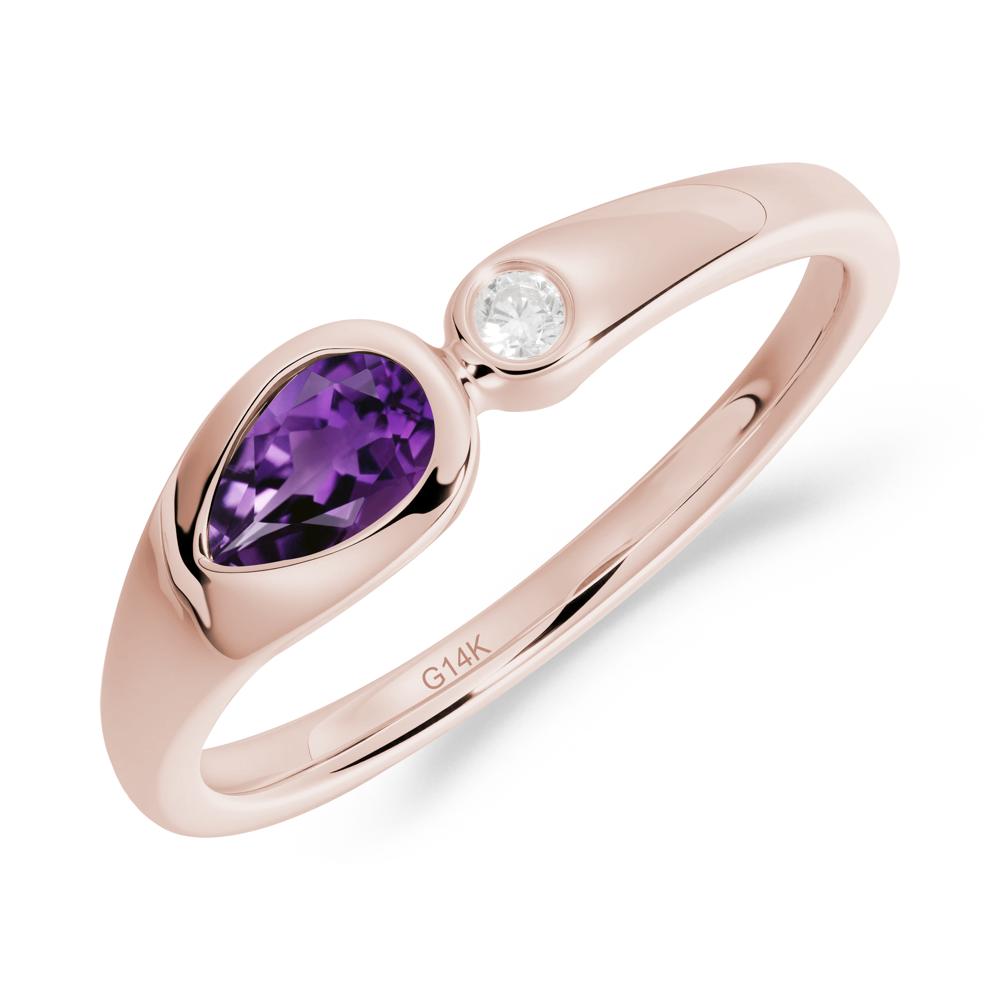 Teardrop Amethyst Toi Et Moi Ring - LUO Jewelry #metal_14k rose gold