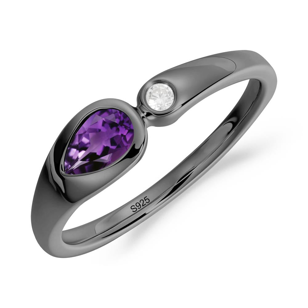 Teardrop Amethyst Toi Et Moi Ring - LUO Jewelry #metal_black finish sterling silver