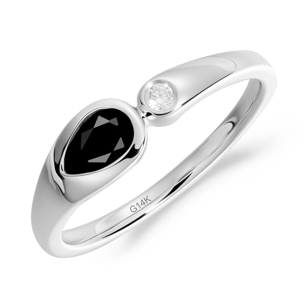 Teardrop Black Spinel Toi Et Moi Ring - LUO Jewelry #metal_14k white gold