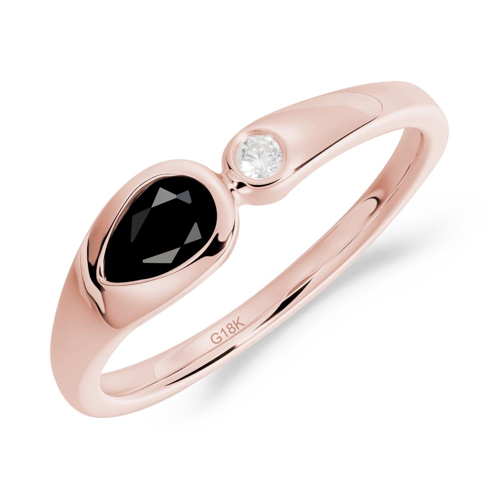 Teardrop Black Spinel Toi Et Moi Ring - LUO Jewelry #metal_18k rose gold