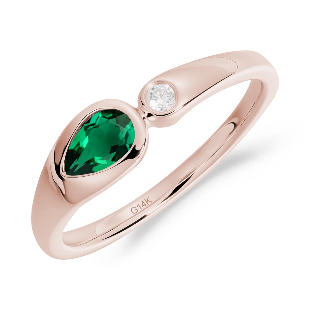 Toi Et Moi Pear-Cut Emerald Ring - LUO Jewelry #metal_14k rose gold