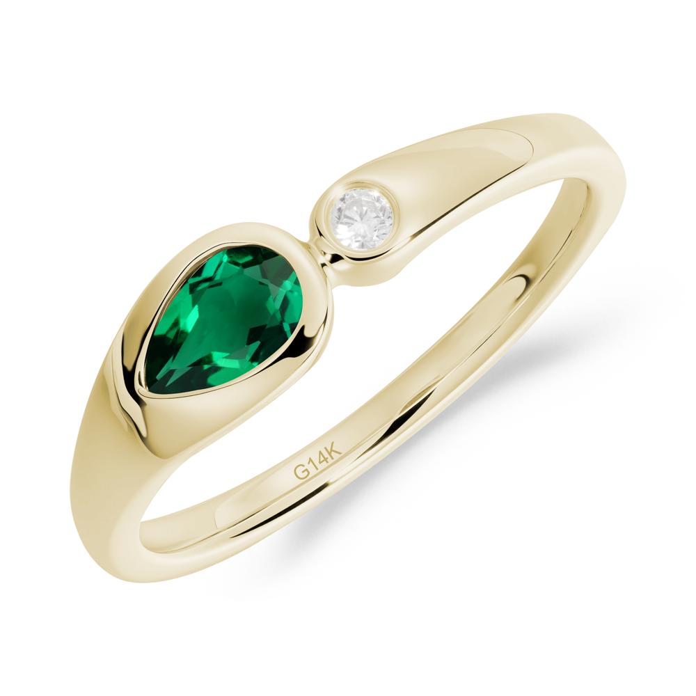 Toi Et Moi Pear-Cut Emerald Ring - LUO Jewelry #metal_14k yellow gold