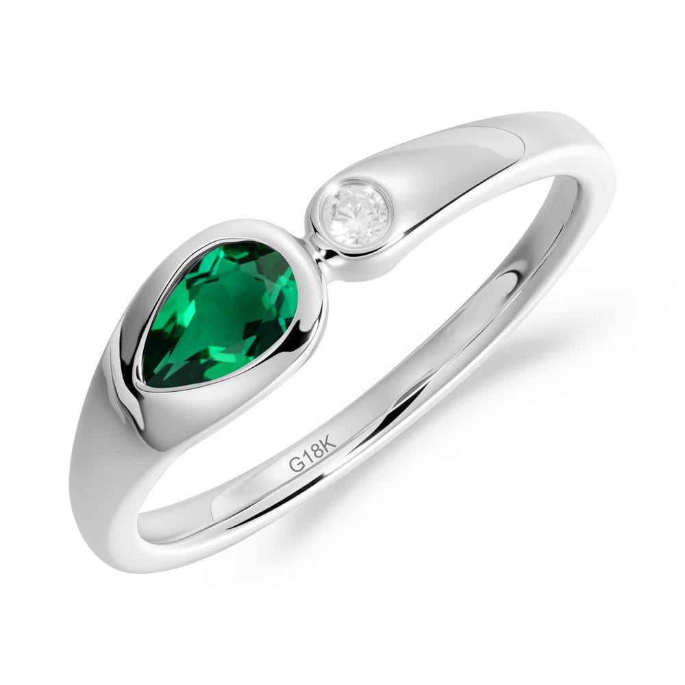 Toi Et Moi Pear-Cut Emerald Ring - LUO Jewelry #metal_18k white gold