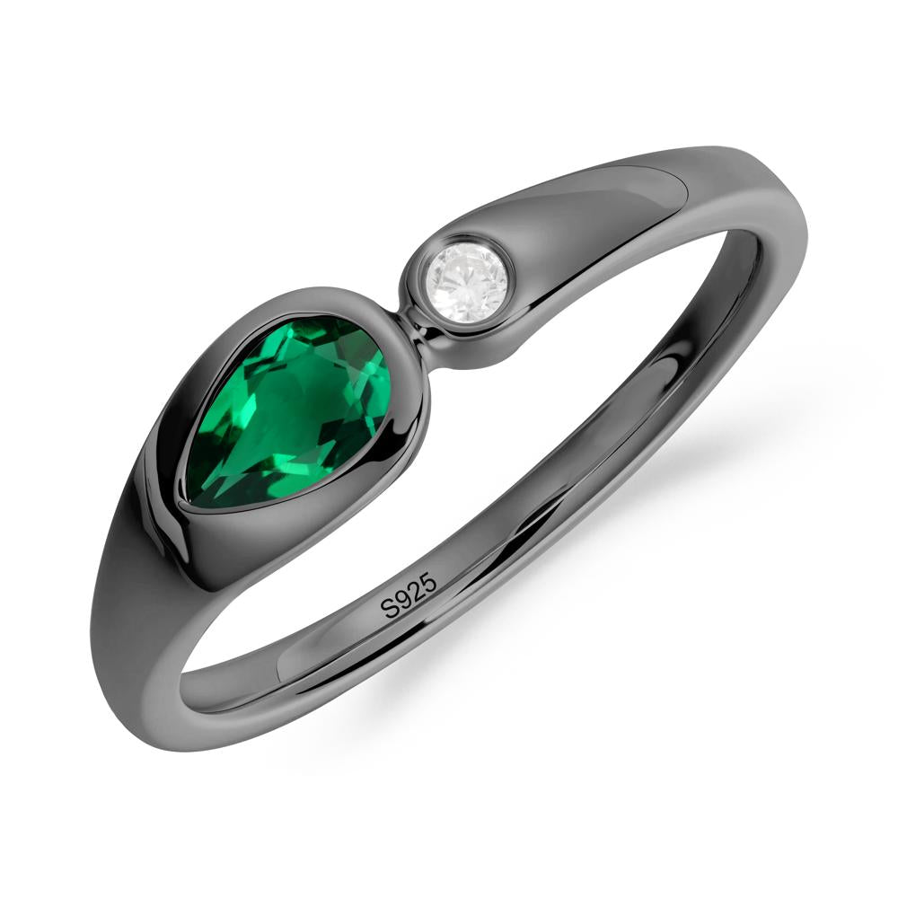 Toi Et Moi Pear-Cut Emerald Ring - LUO Jewelry #metal_black finish sterling silver