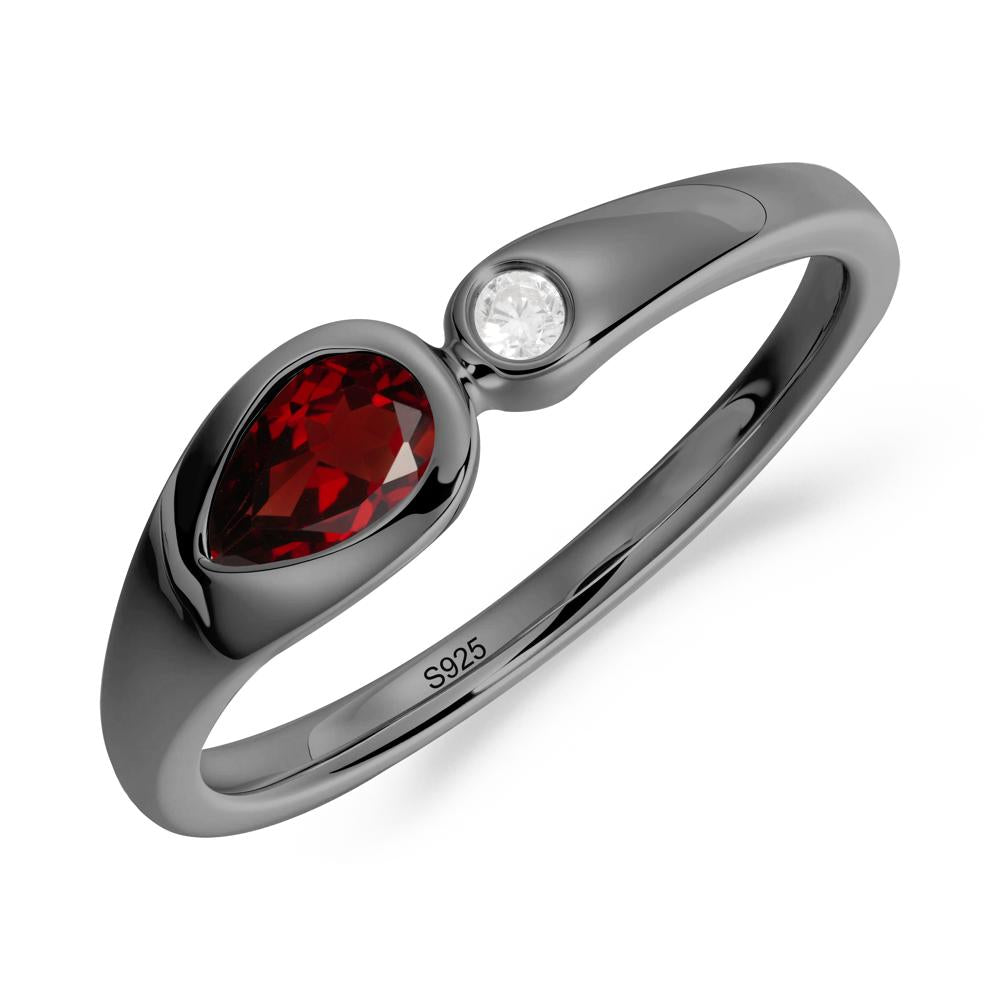 Toi Et Moi Pear-Cut Garnet Ring - LUO Jewelry #metal_black finish sterling silver