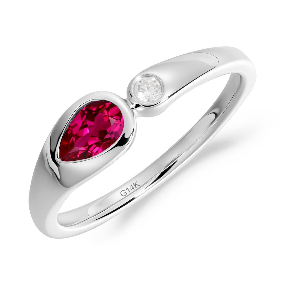 Toi Et Moi Pear-Cut Ruby Ring - LUO Jewelry #metal_14k white gold