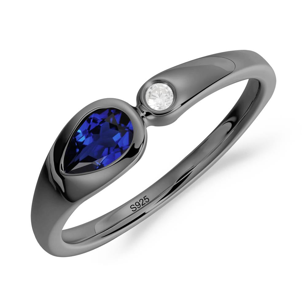 Teardrop Sapphire Toi Et Moi Ring - LUO Jewelry #metal_black finish sterling silver