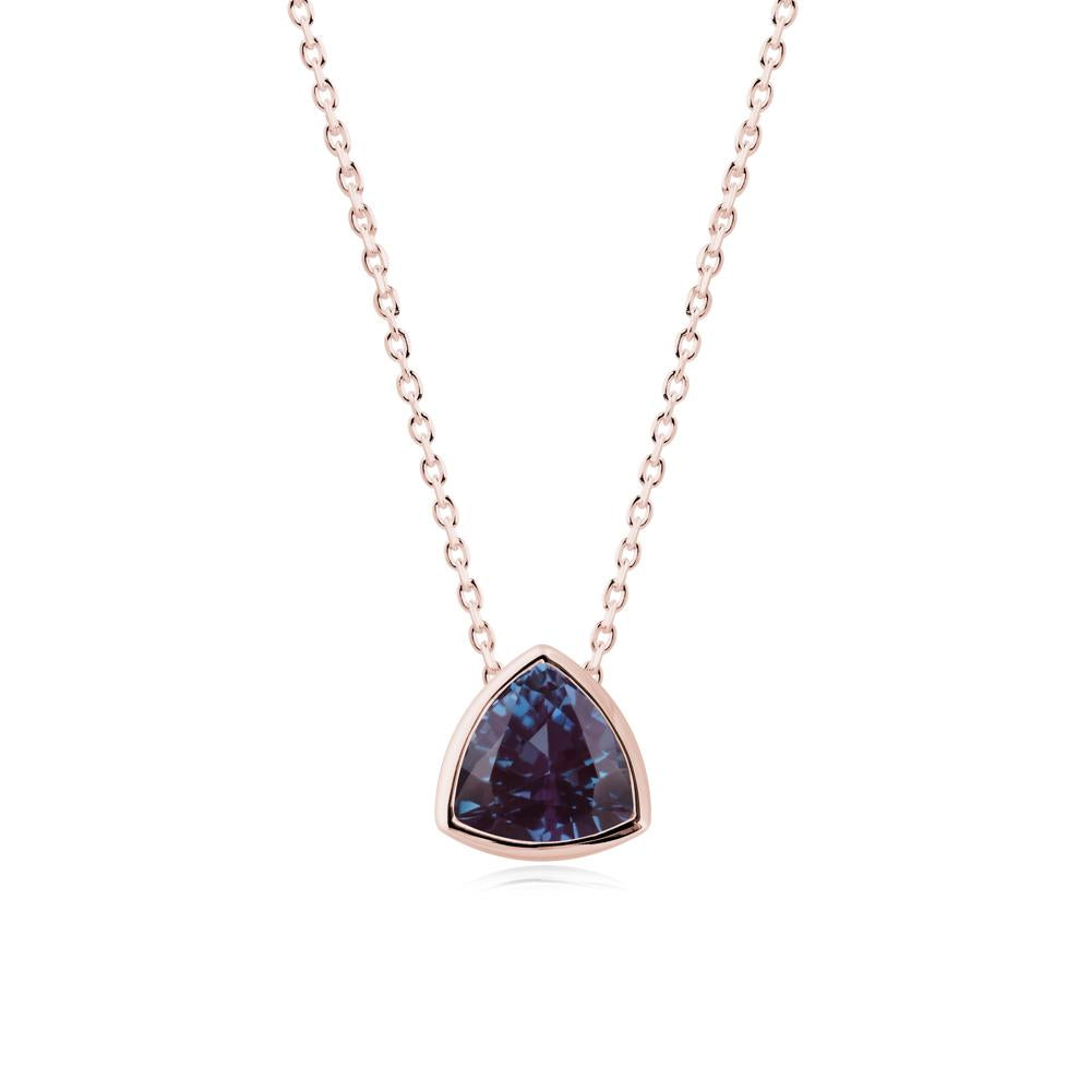 Minimalist Trillion-Cut Alexandrite Necklace - LUO Jewelry #metal_18k rose gold