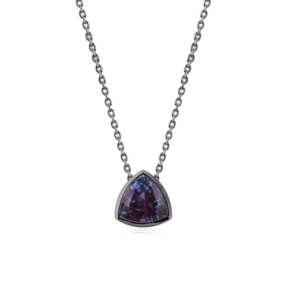 Minimalist Trillion-Cut Alexandrite Necklace - LUO Jewelry #metal_black finish sterling silver