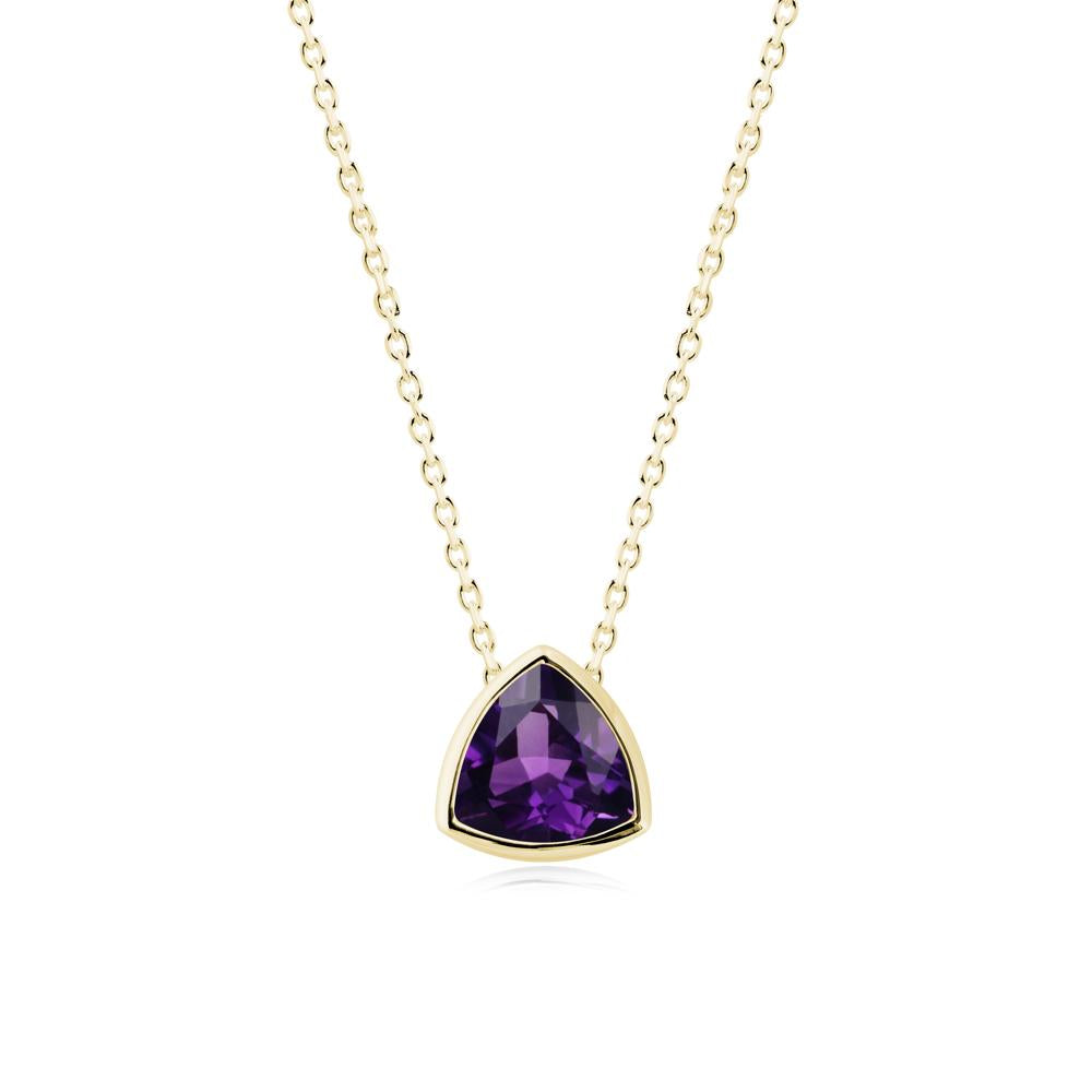 Bezel Set Trillion-Cut Amethyst Necklace - LUO Jewelry #metal_18k yellow gold