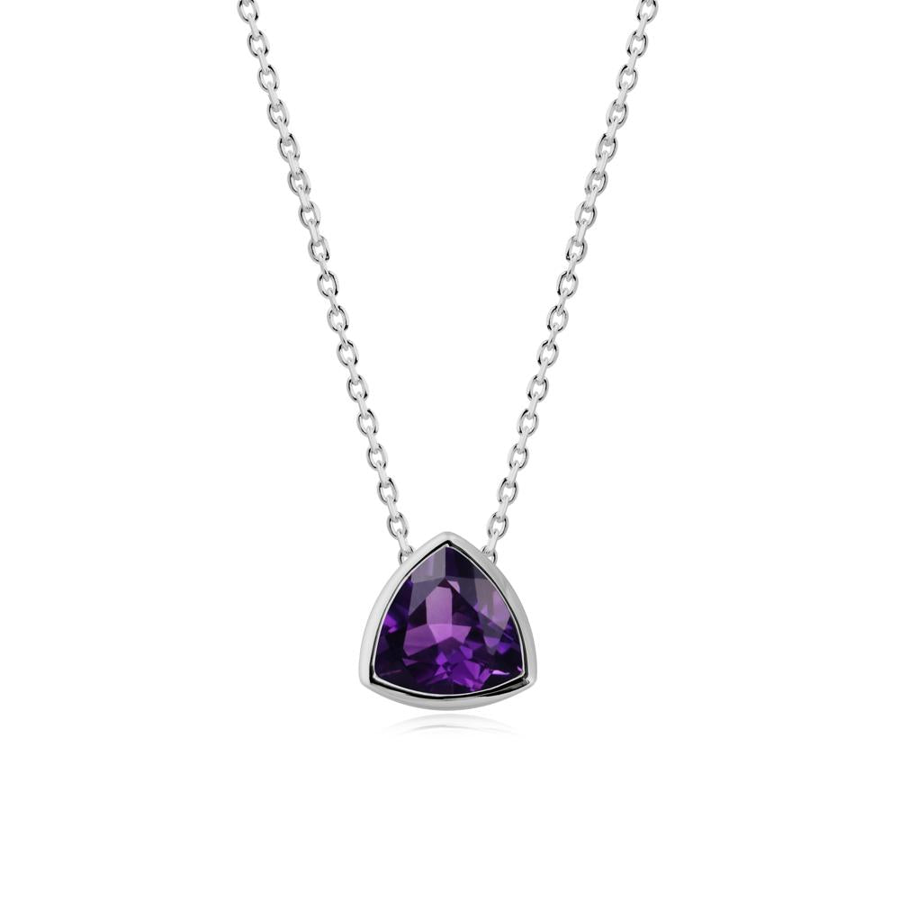 Bezel Set Trillion-Cut Amethyst Necklace - LUO Jewelry #metal_platinum