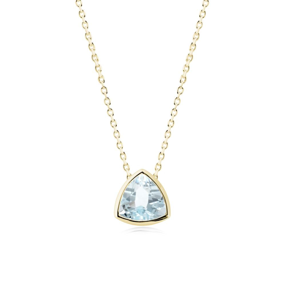 Bezel Set Trillion-Cut Aquamarine Necklace - LUO Jewelry #metal_18k yellow gold