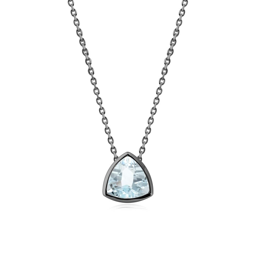 Bezel Set Trillion-Cut Aquamarine Necklace - LUO Jewelry #metal_black finish sterling silver
