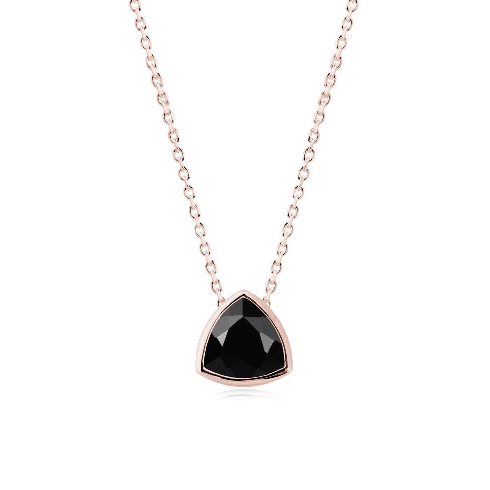 Bezel Set Trillion-Cut Black Spinel Necklace - LUO Jewelry #metal_18k rose gold