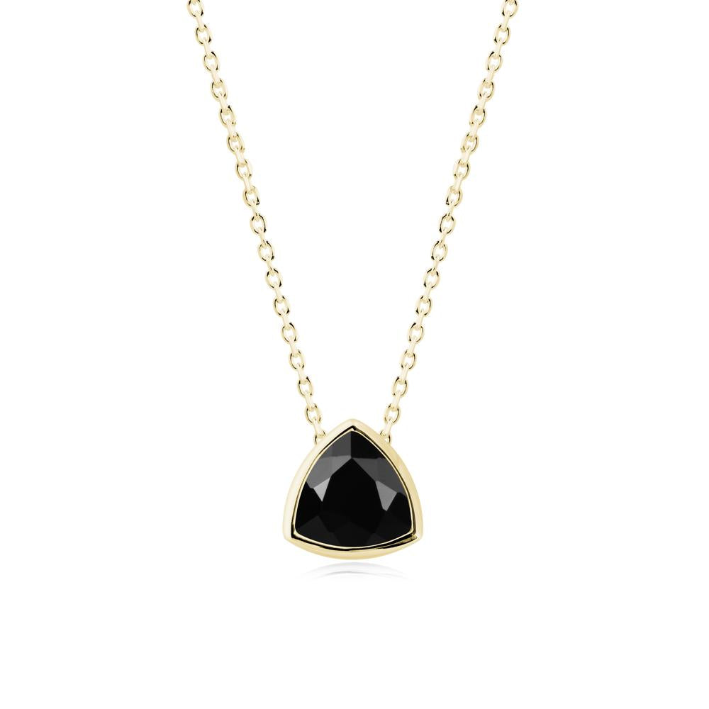 Bezel Set Trillion-Cut Black Spinel Necklace - LUO Jewelry #metal_18k yellow gold