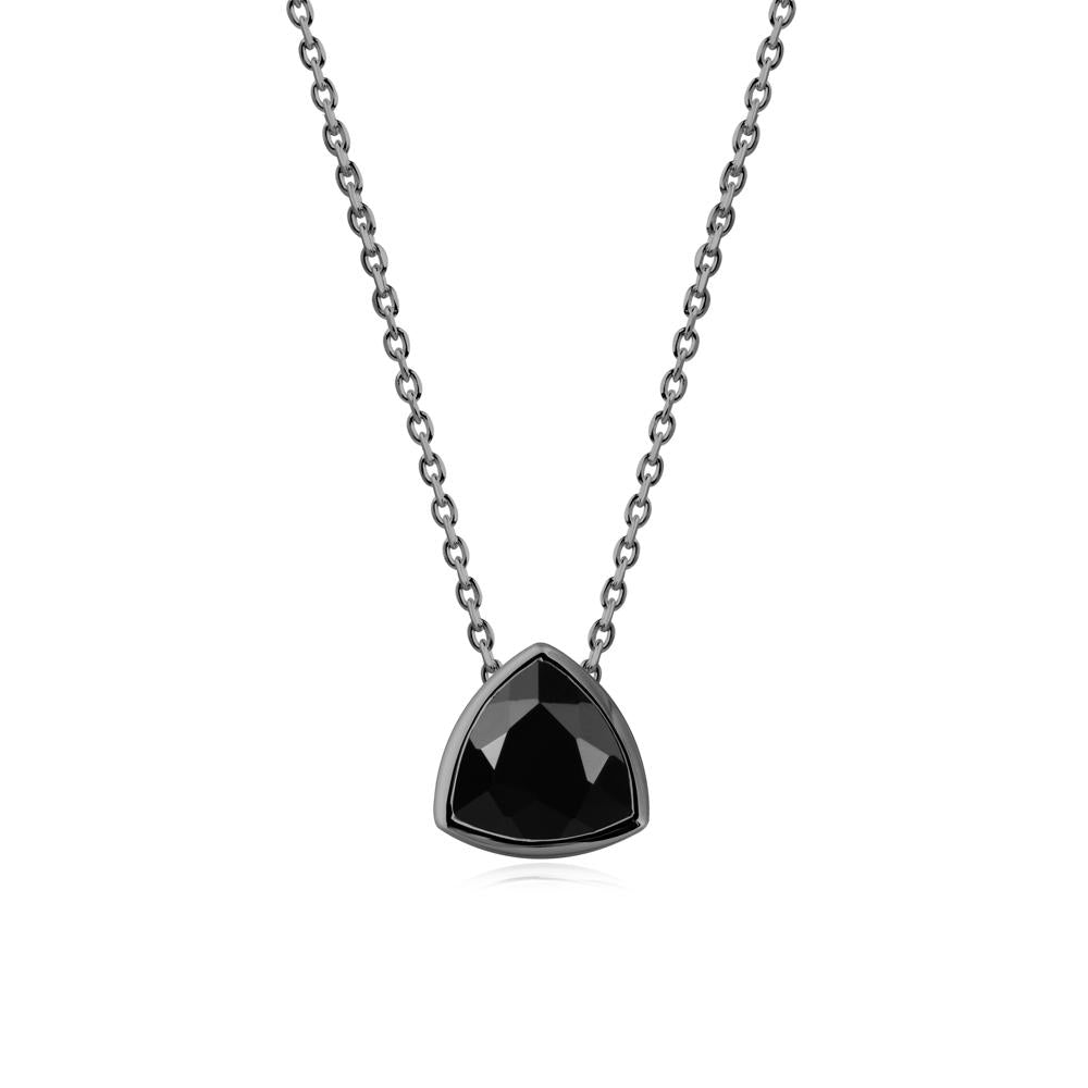 Bezel Set Trillion-Cut Black Spinel Necklace - LUO Jewelry #metal_black finish sterling silver