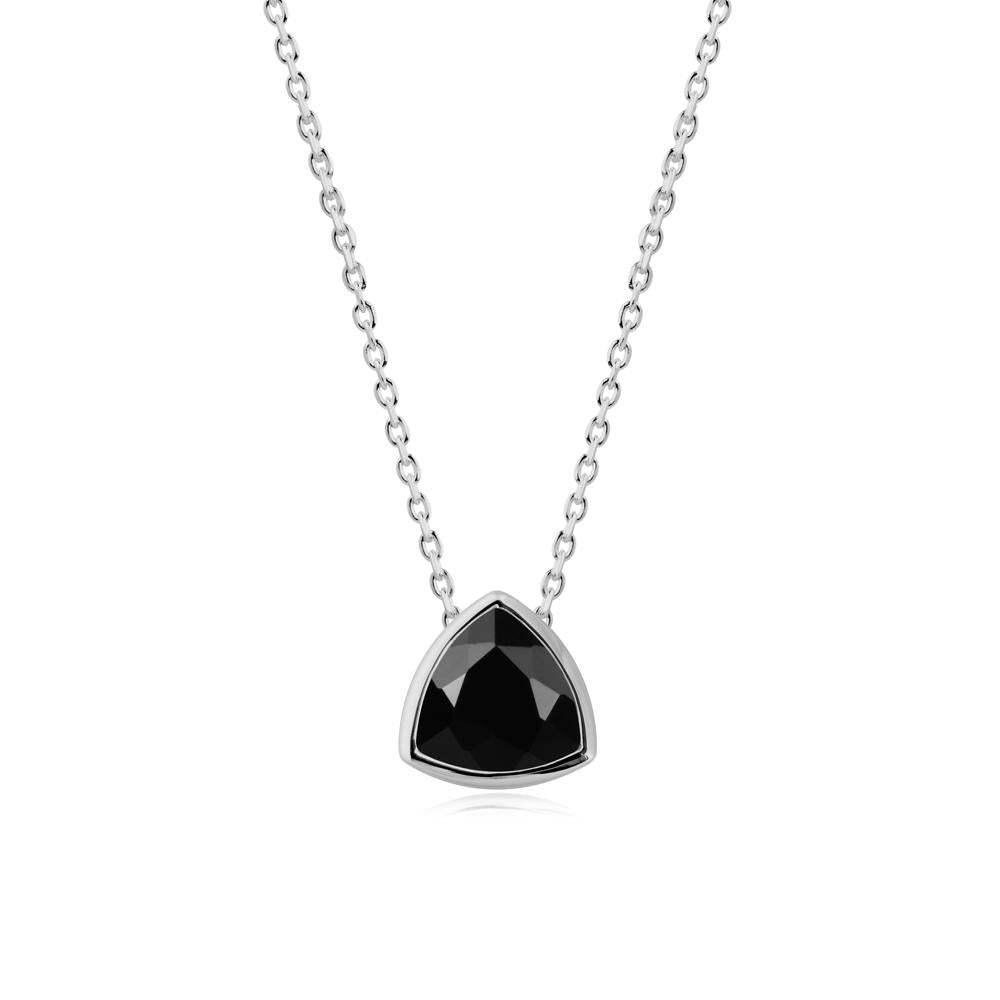 Bezel Set Trillion-Cut Black Spinel Necklace - LUO Jewelry #metal_platinum