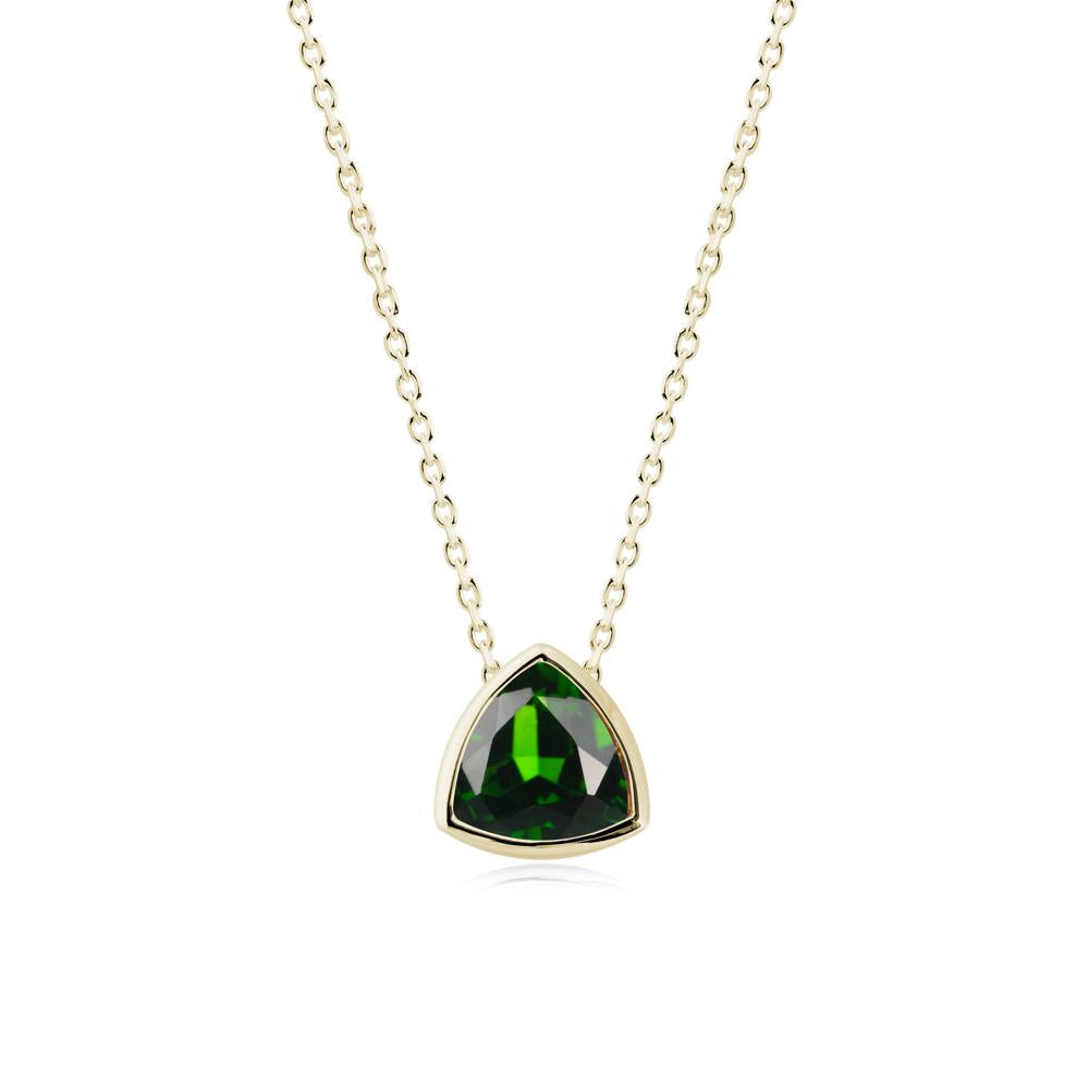 Bezel Set Trillion-Cut Diopside Necklace - LUO Jewelry #metal_14k yellow gold