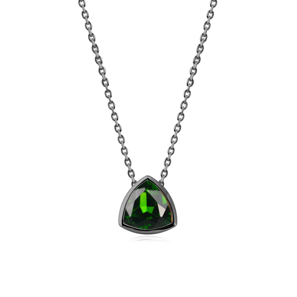 Bezel Set Trillion-Cut Diopside Necklace - LUO Jewelry #metal_black finish sterling silver
