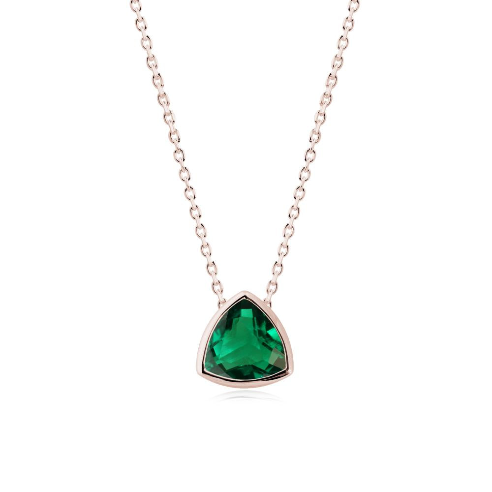Bezel Set Trillion-Cut Emerald Necklace - LUO Jewelry #metal_14k rose gold