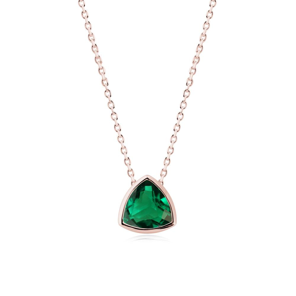 Bezel Set Trillion-Cut Emerald Necklace - LUO Jewelry #metal_18k rose gold