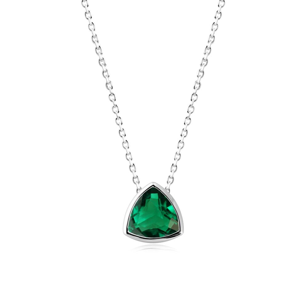 Bezel Set Trillion-Cut Emerald Necklace - LUO Jewelry #metal_sterling silver