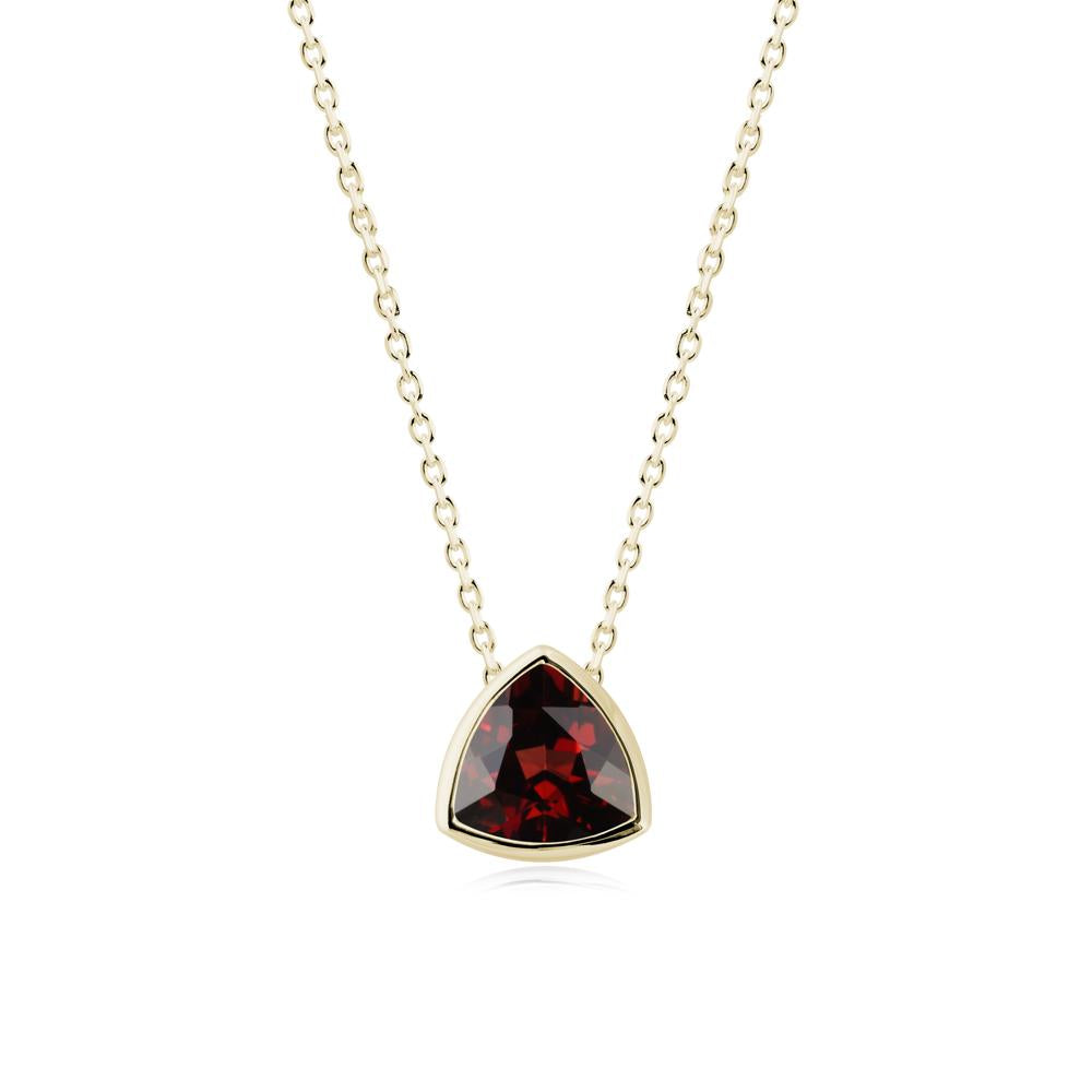 Bezel Set Trillion-Cut Garnet Necklace - LUO Jewelry #metal_14k yellow gold