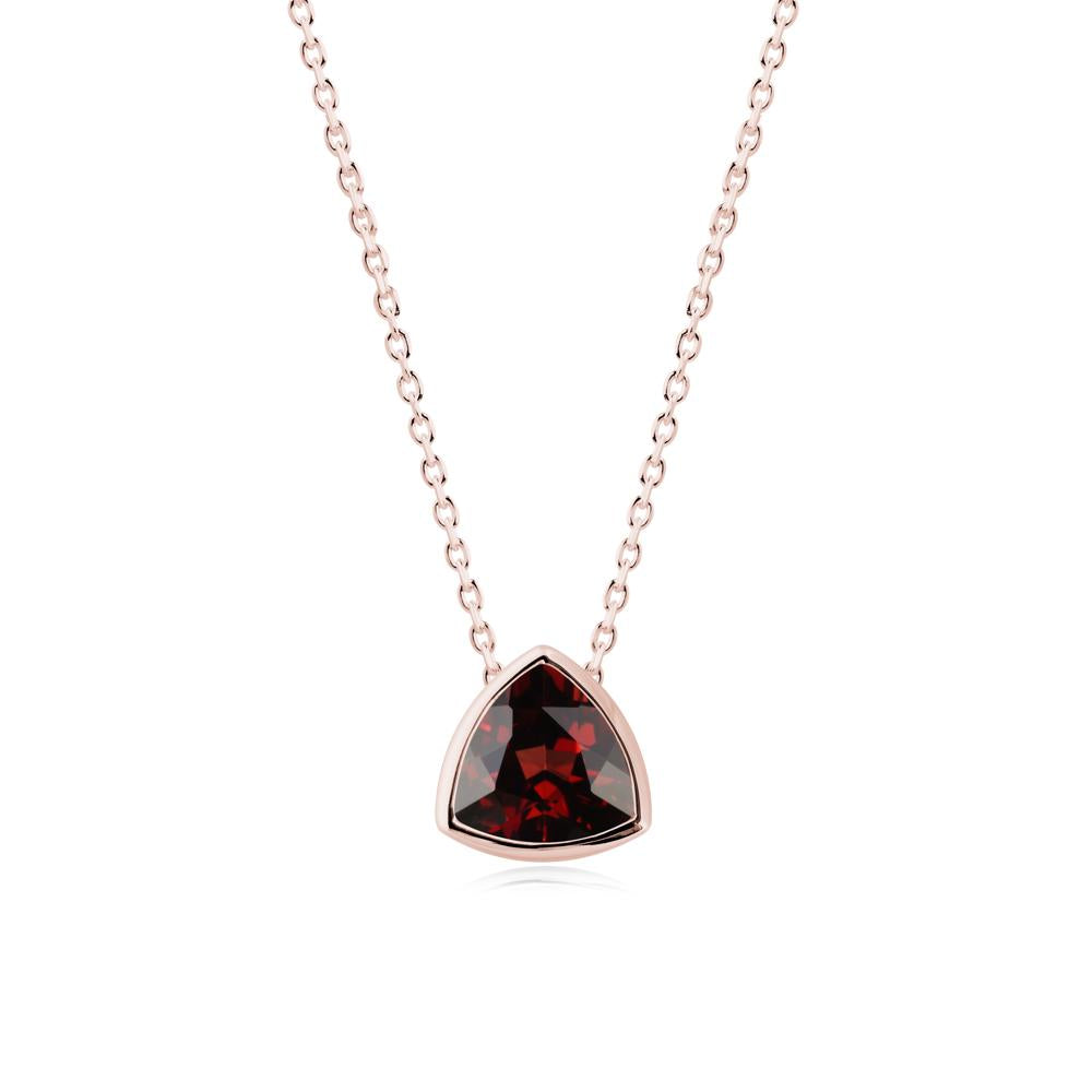 Bezel Set Trillion-Cut Garnet Necklace - LUO Jewelry #metal_18k rose gold