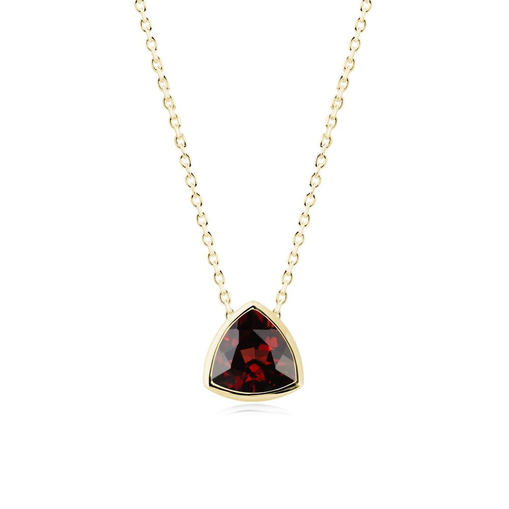 Bezel Set Trillion-Cut Garnet Necklace - LUO Jewelry #metal_18k yellow gold