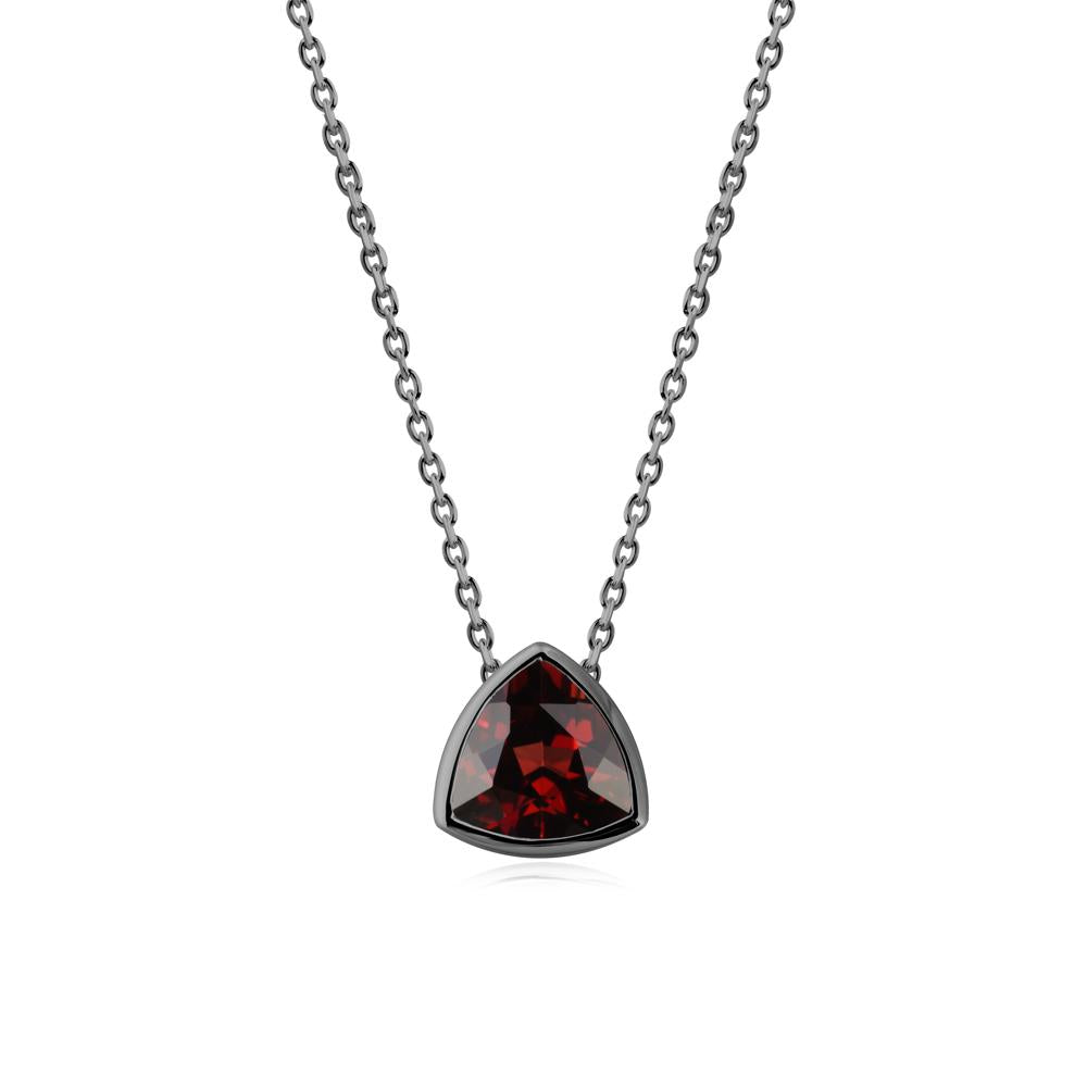 Bezel Set Trillion-Cut Garnet Necklace - LUO Jewelry #metal_black finish sterling silver