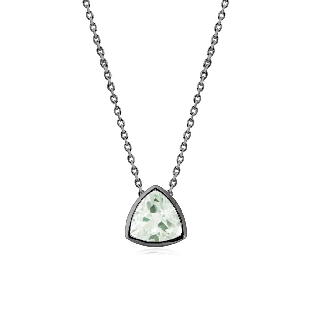 Minimalist Trillion-Cut Green Amethyst Necklace - LUO Jewelry #metal_black finish sterling silver