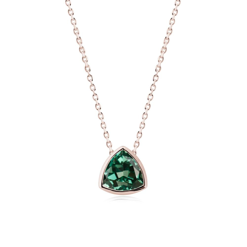 Bezel Set Trillion-Cut Green Sapphire Necklace - LUO Jewelry #metal_14k rose gold