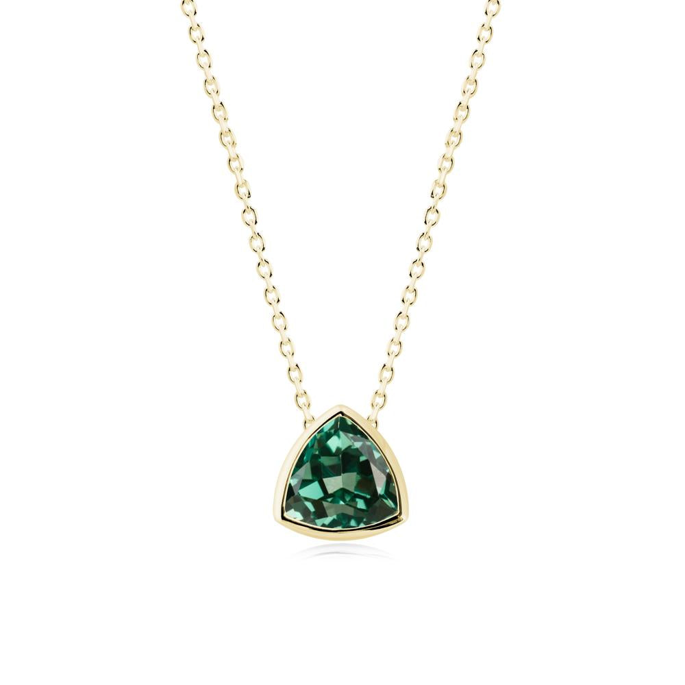 Bezel Set Trillion-Cut Green Sapphire Necklace - LUO Jewelry #metal_18k yellow gold