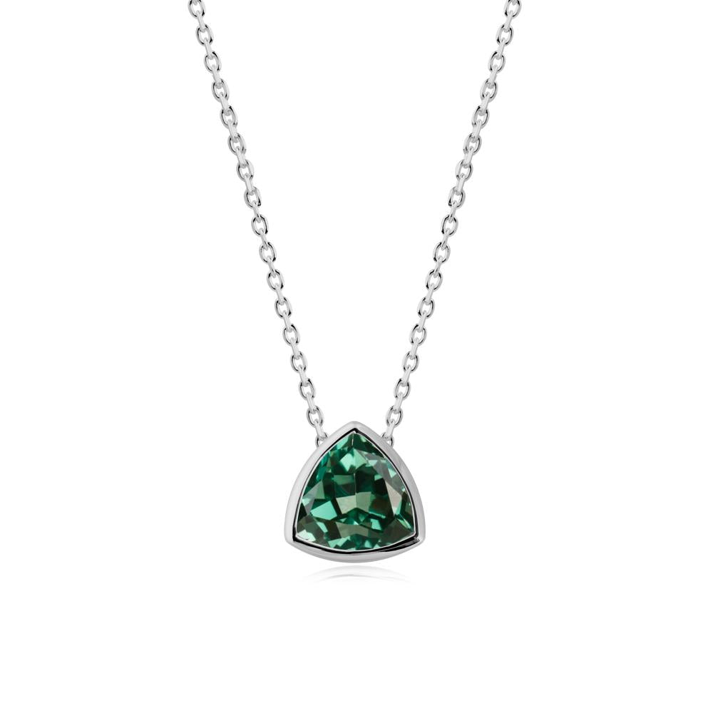 Bezel Set Trillion-Cut Green Sapphire Necklace - LUO Jewelry #metal_platinum