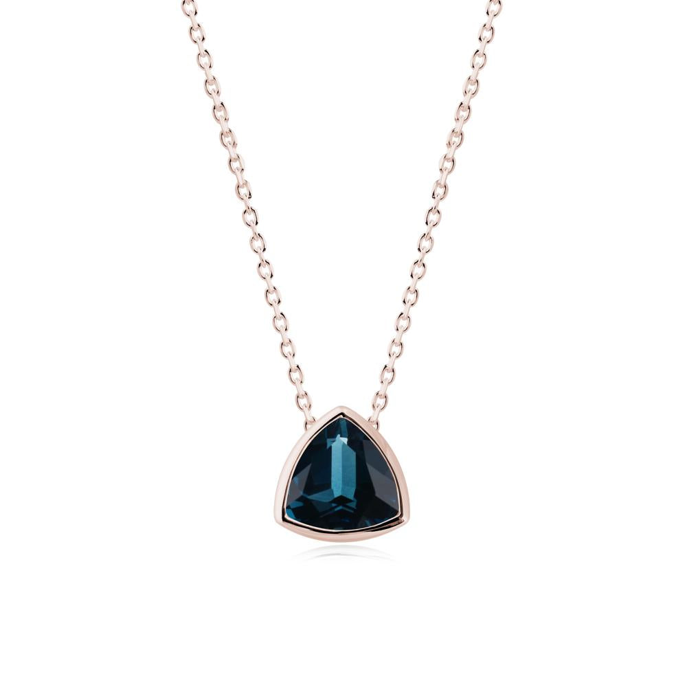 Minimalist Trillion-Cut London Blue Topaz Necklace - LUO Jewelry #metal_14k rose gold