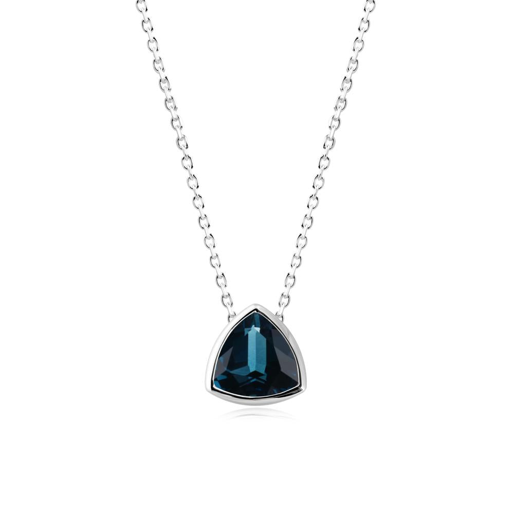Minimalist Trillion-Cut London Blue Topaz Necklace - LUO Jewelry #metal_14k white gold