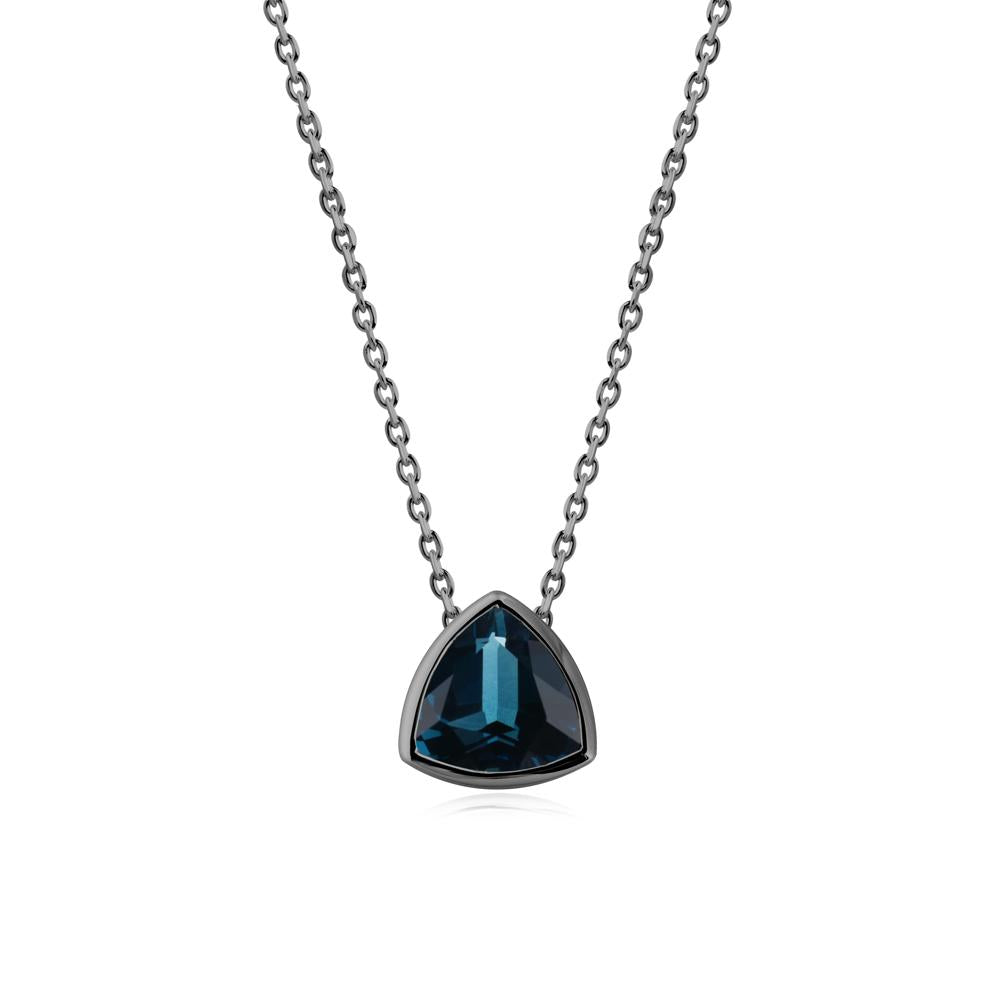 Minimalist Trillion-Cut London Blue Topaz Necklace - LUO Jewelry #metal_black finish sterling silver
